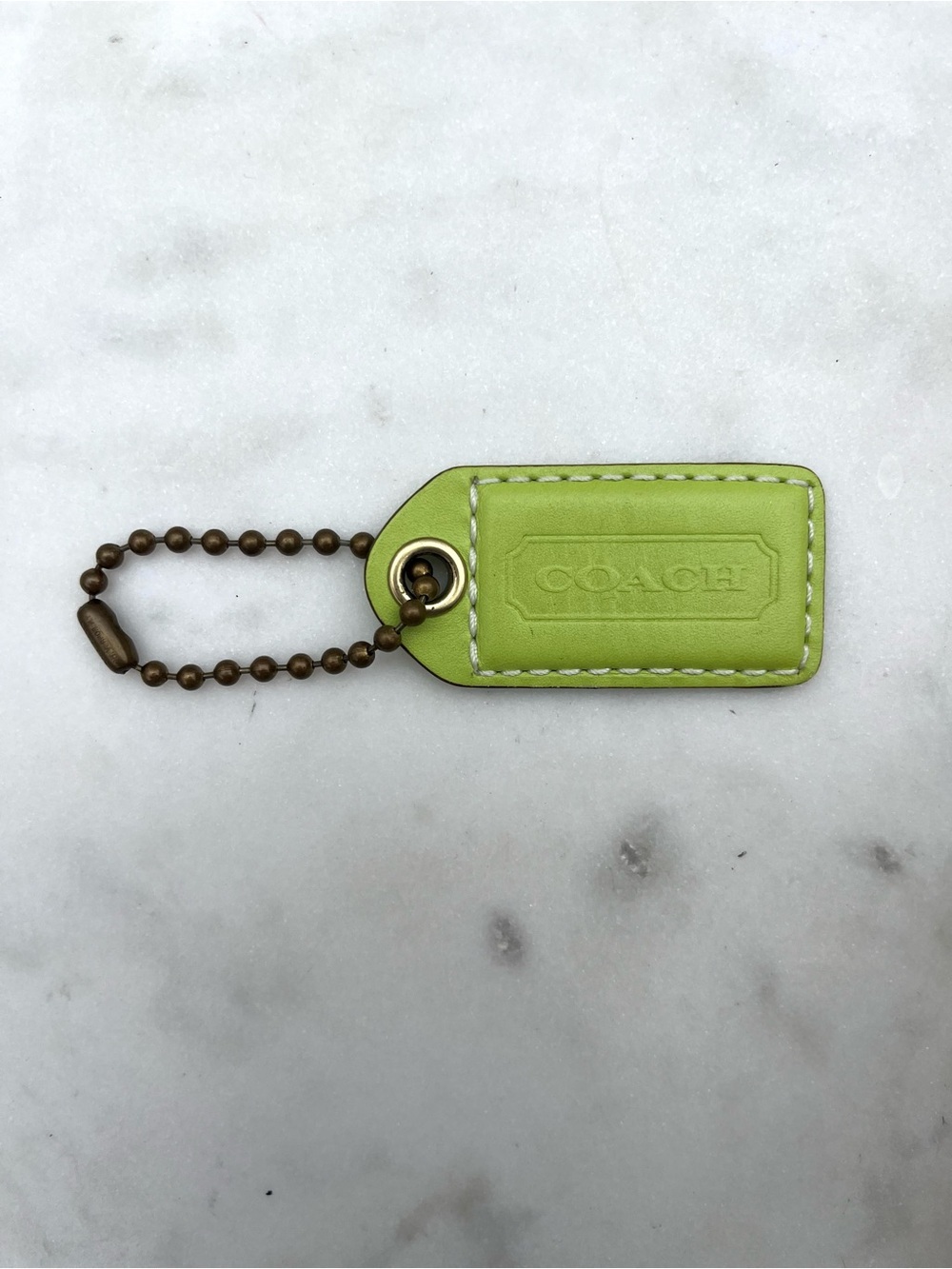 COACH Vintage Leather Hang Tag, Lime Green